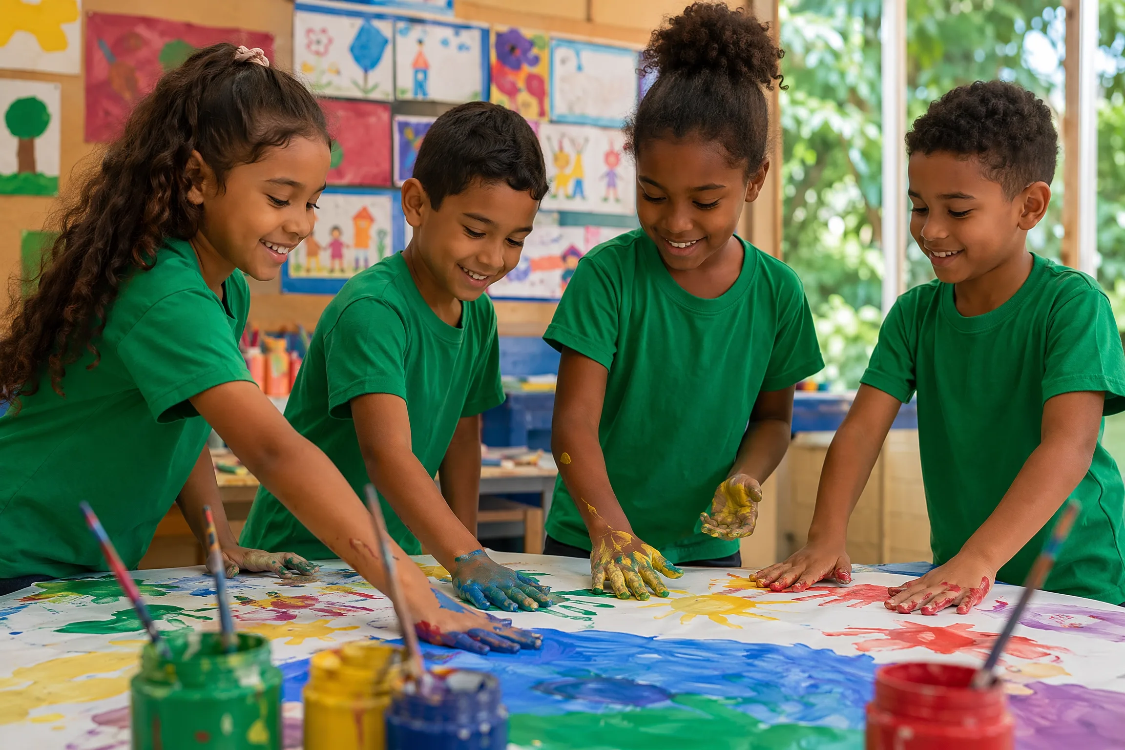 Crianças em uniforme escolar