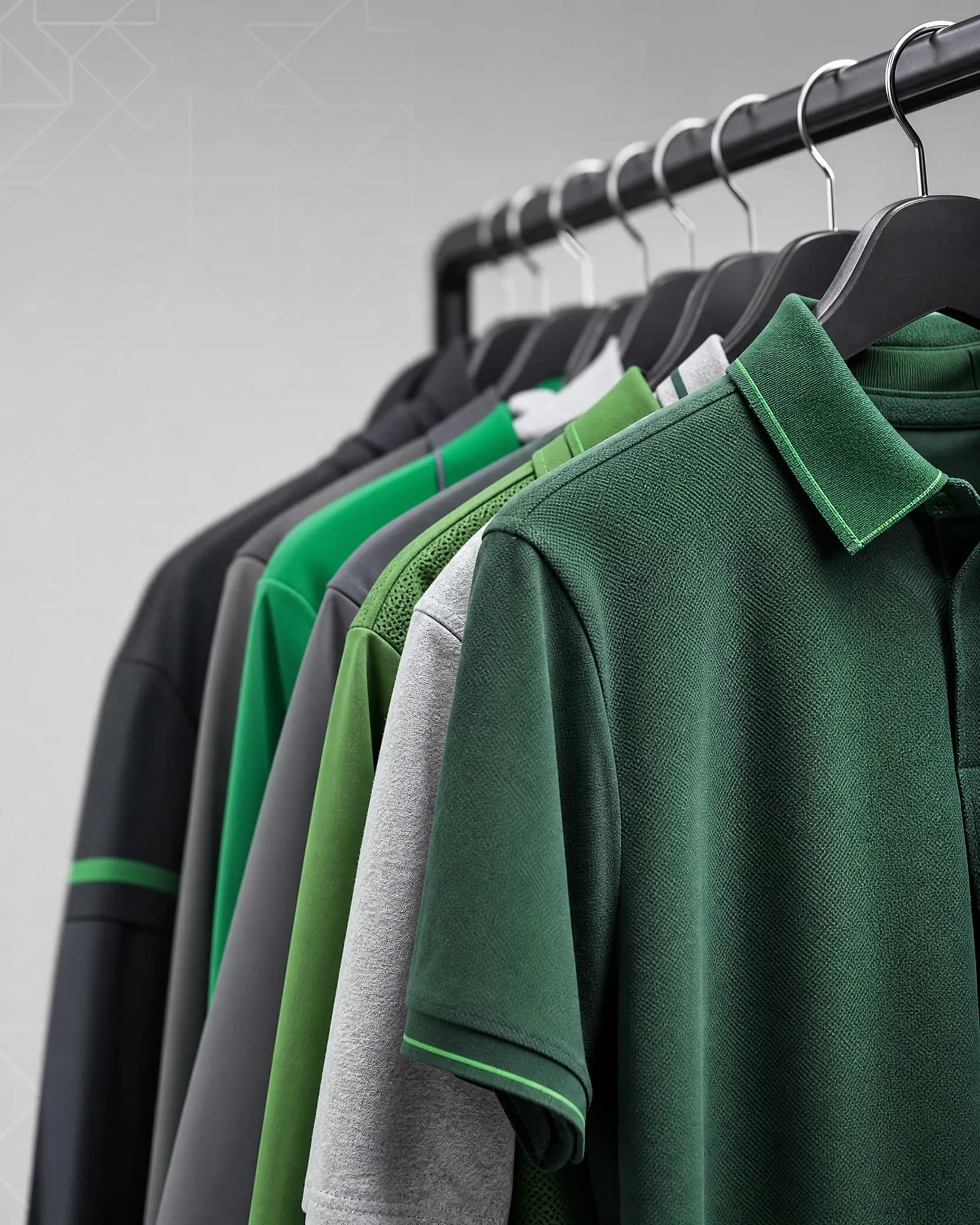 Mostruário de camisas personalizadas em arara