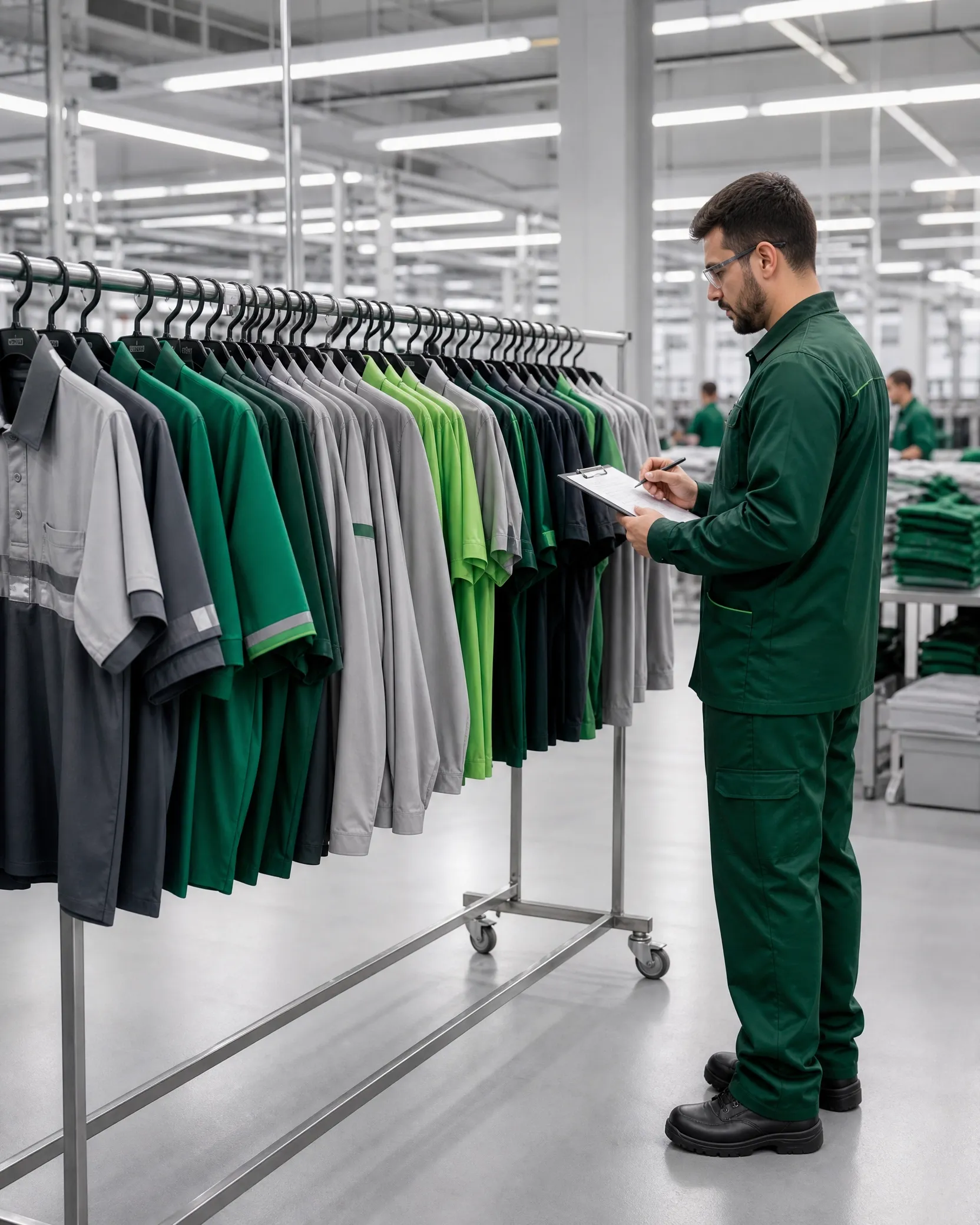 Produção de uniformes personalizados com controle de qualidade